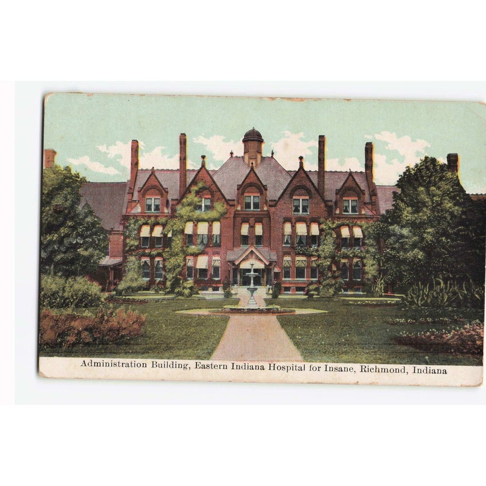 Eastern Indiana Hospital for Insane Richmond Admin Building Postcard 1915